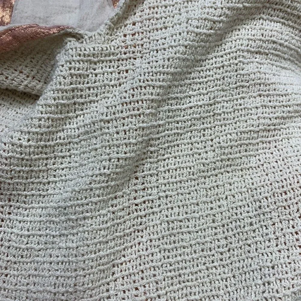 ZARA TRAFALUC COLLECTION BOHO COTTON MESH TASSEL CROCHET BLOUSE TOP SIZE SMALL (